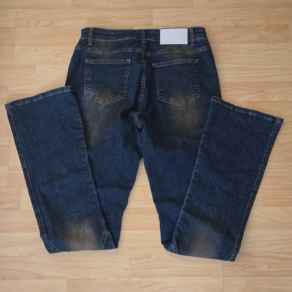 BoohooMAN Dark Blue Tall Stretch Skinny Jeans with Contrast Stitching Size 32 - Picture 9 of 11